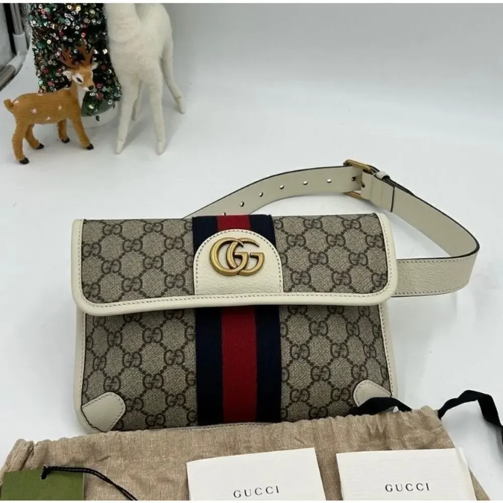 Women's Gucci brown/white GG canvas web
Ophedia Belt bag 80cm/32" adjustable - Picture 2 of 15